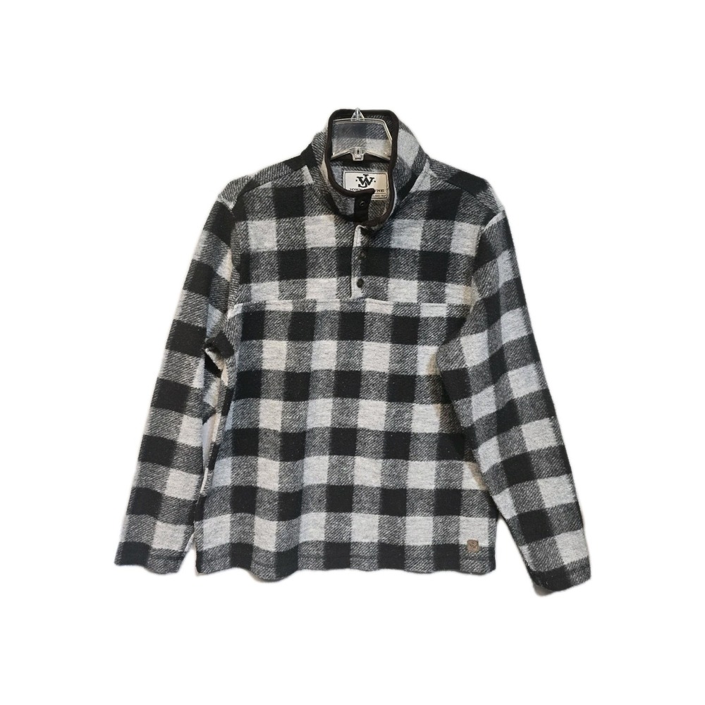John Wayne Medium Black/Gray Plaid Sweater Sweatshirt Pullover 1/4 Quarter Zip